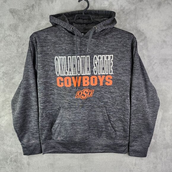 Men's Heather Gray Oklahoma State Cowboys Hooded Sweatshirt Colosseum Size L - Picture 2 of 12